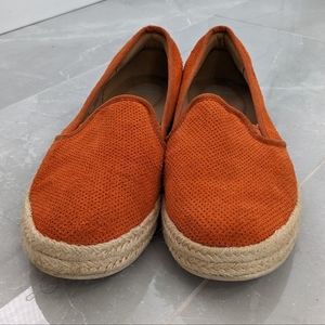 Clarks orange perforated suede Azella Theoni slip-on espadrilles 10